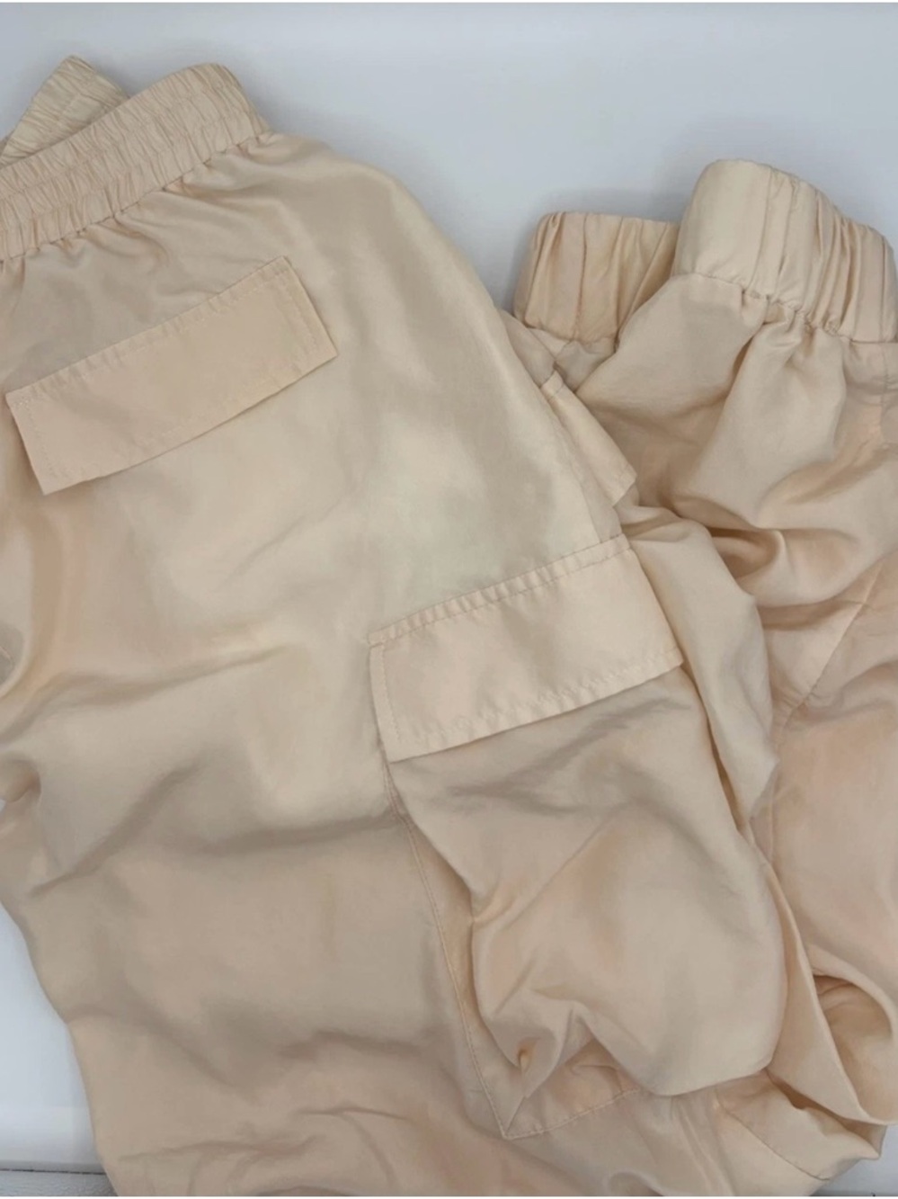 Nicole Miller Women's Blush Silk Jogger Pant Elastic Cuffs Cargo Pockets Small - Picture 8 of 8